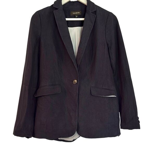 Talbots 100% linen classic single button blazer 4 - Picture 3 of 8